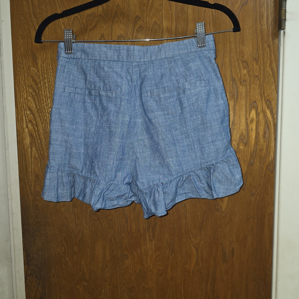 J. Crew High Waist Blue Ruffle Shorts - Picture 3 of 5